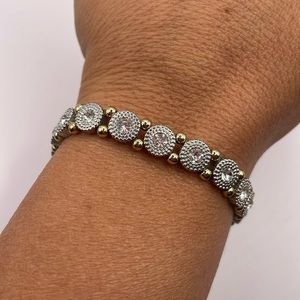 Vintage Silver Gold Tone Circle Beaded Statement Bracelet